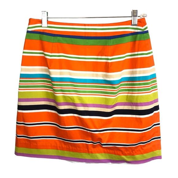 Kate Spade Barry Plan a Picnic Striped Pleated Mini Pencil Skirt Orange Size 6 - Picture 5 of 5
